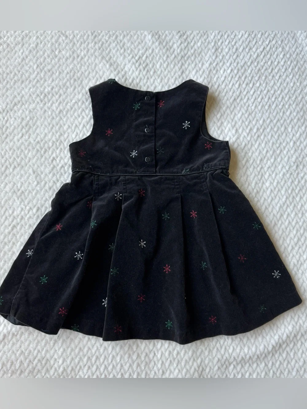 VTG 90's Y2K OshKosh B'Gosh Velvet Holiday Snowflake Dress 3T Black Embroidered